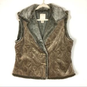 J. Jill Paisley Printed Faux Fur Lined Ves…